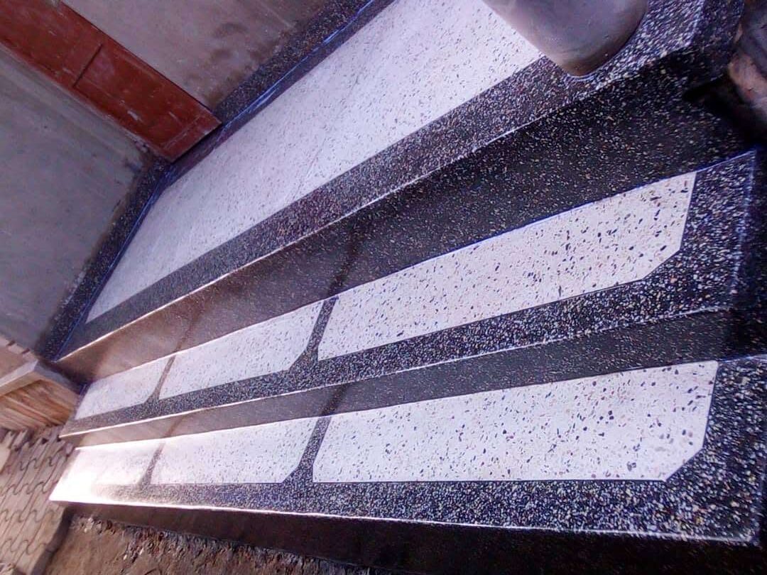 Custom terrazzo floor with marble chip design — FloorCraft Uganda