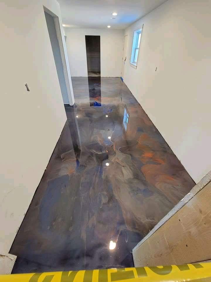 Basement epoxy floor coating in a Uganda home