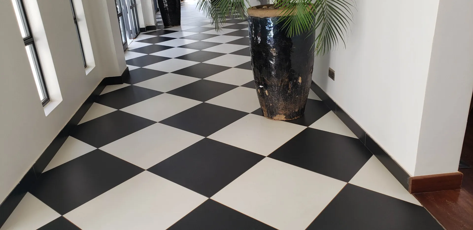 Polished concrete living room floor in a Kampala home
