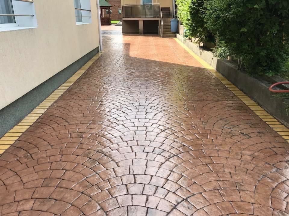 Decorative stamped concrete driveway Uganda