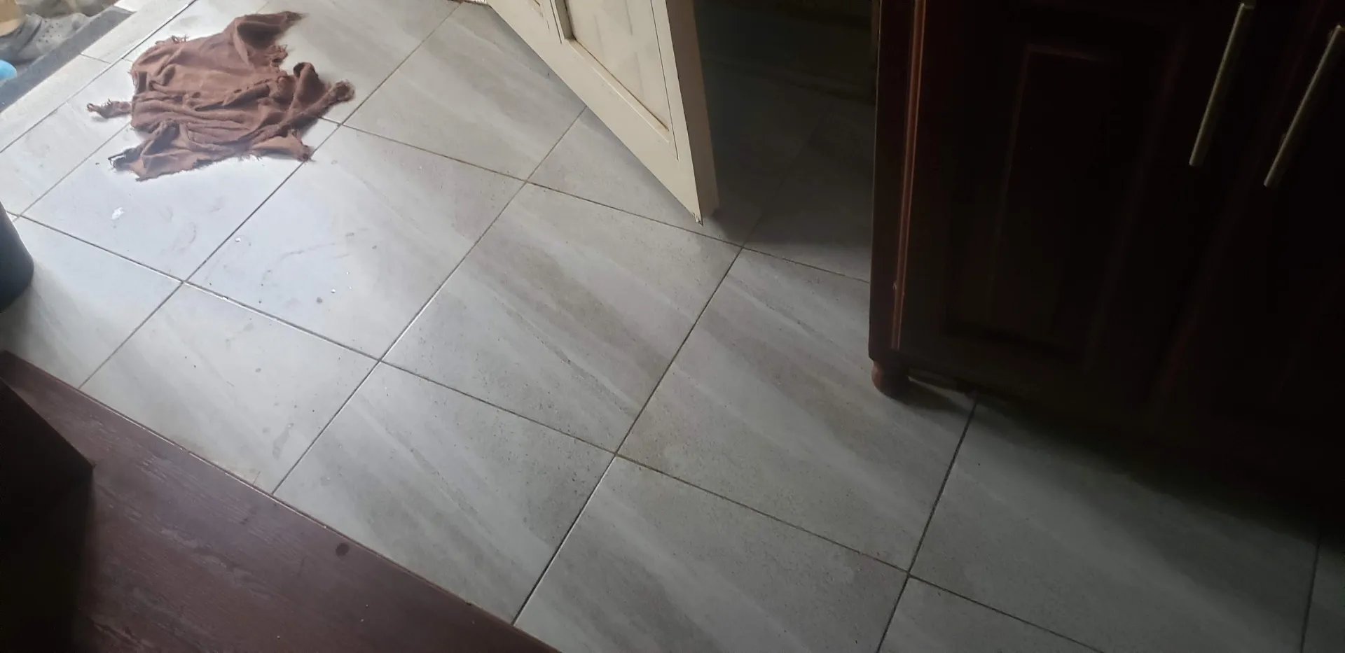 Designer encaustic tile floor in a Uganda guesthouse