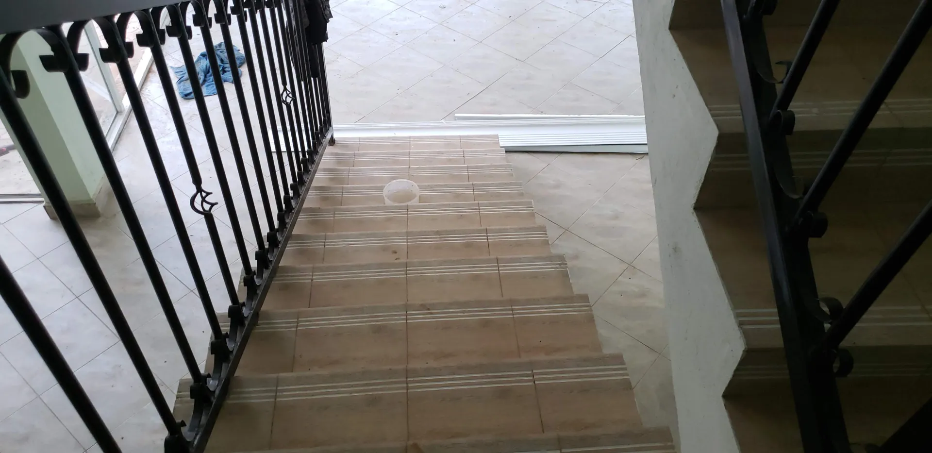 Hotel corridor tile floor in Uganda